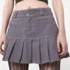 Minga London Clothing Grey Corduroy Pleated Mini Skirt