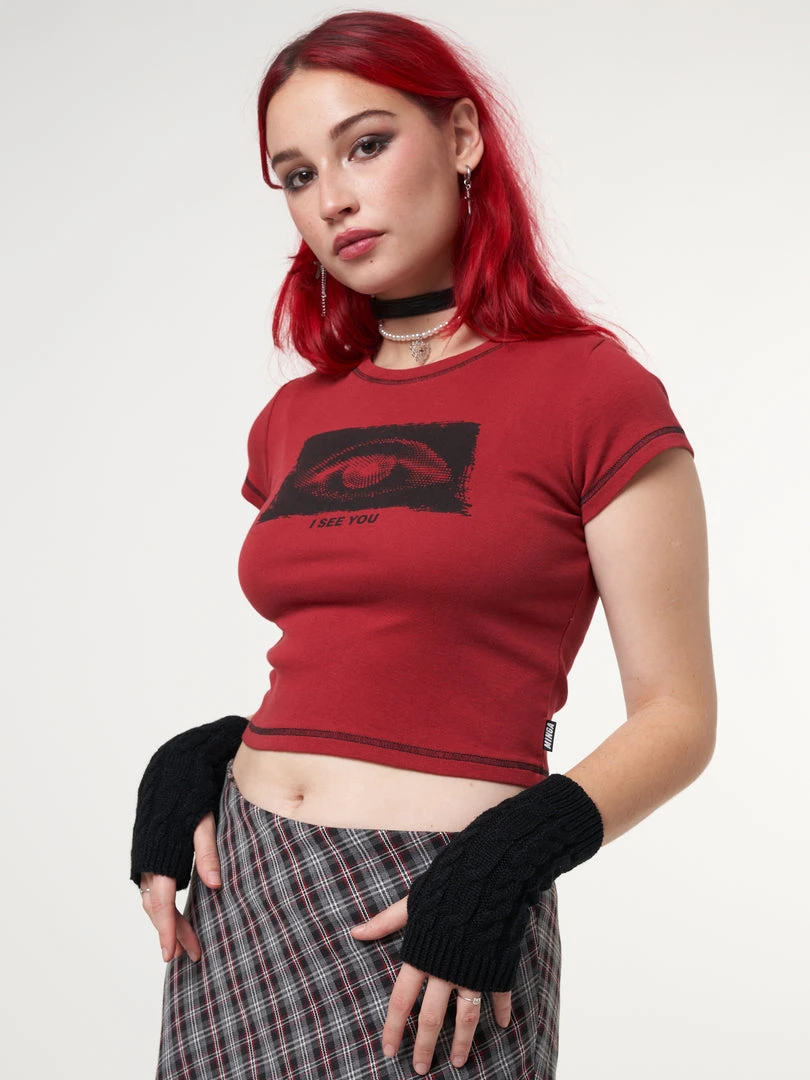 Minga London I See You Eye Graphic Crop Tee