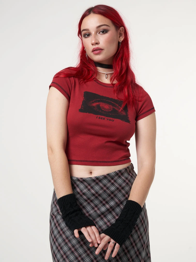 Minga London I See You Eye Graphic Crop Tee