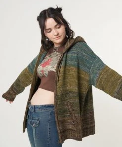 Minga London Iris Zip Up Hood Knit Cardigan