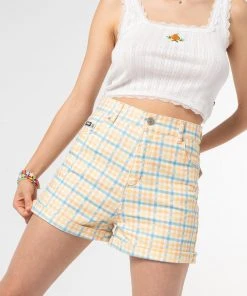Minga London Joy Check Denim Mom Shorts