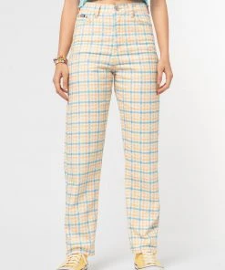 Minga London Joy Check Denim Mom Jeans Clothing