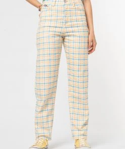 Minga London Joy Check Denim Mom Jeans Clothing