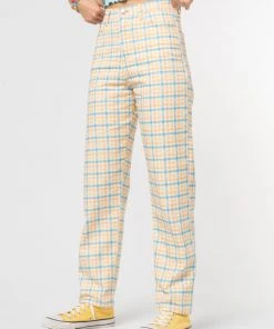 Minga London Joy Check Denim Mom Jeans Clothing