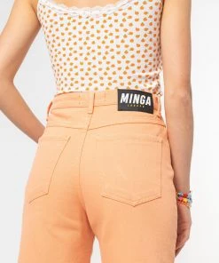 Minga London Juicy Orange Denim Mom Jeans Clothing