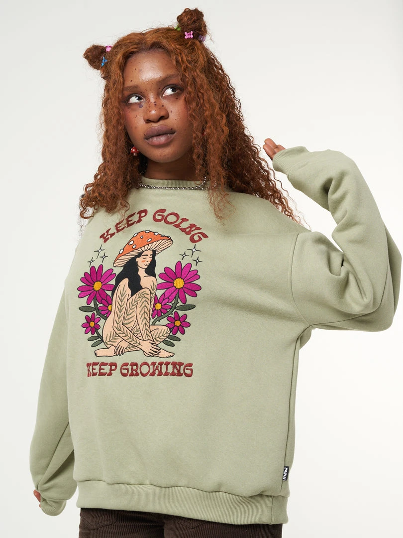 Minga London Keep Growing Mushroom Girl Sweater Clothing