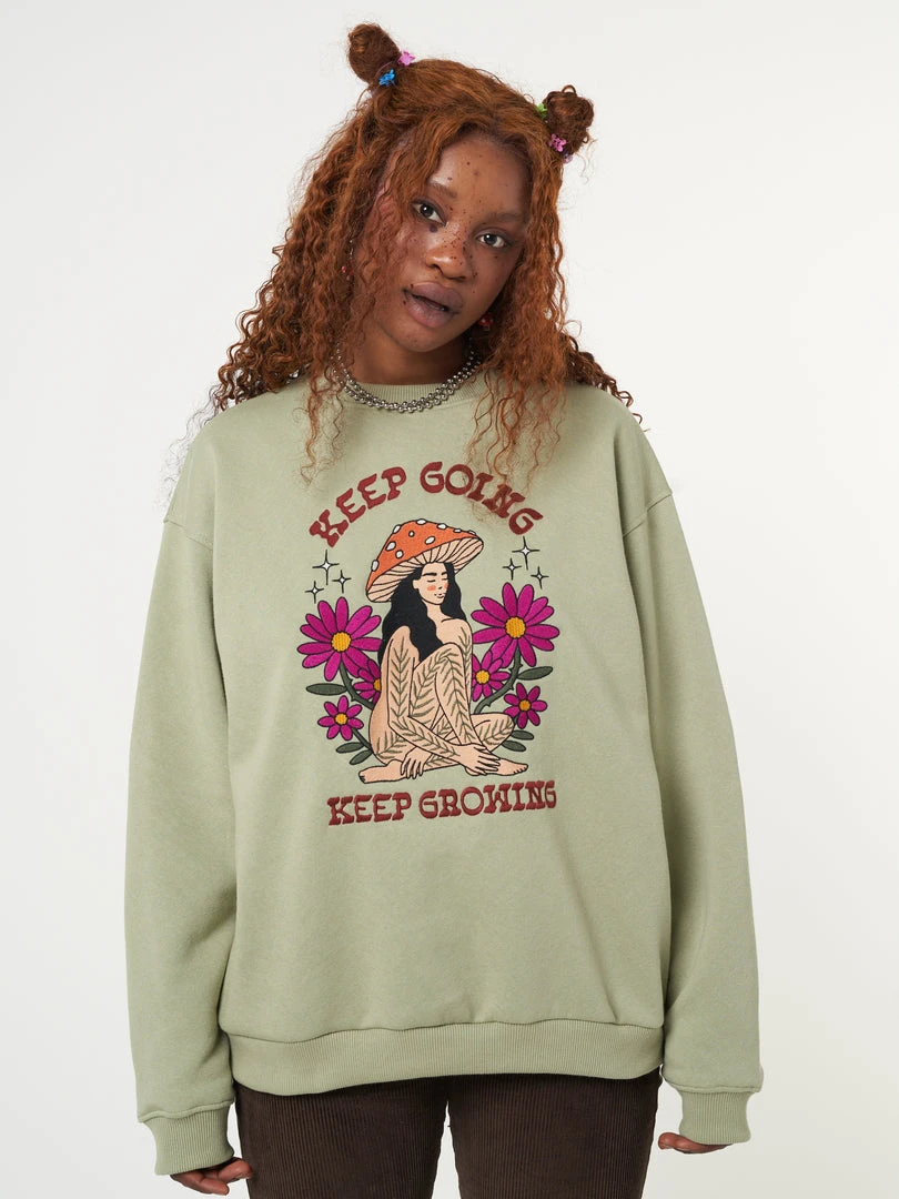 Minga London Keep Growing Mushroom Girl Sweater Clothing