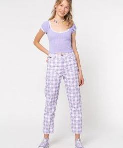 Minga London Clothing Floral Gingham Lilac Check Mom Jeans