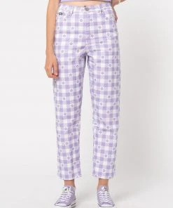 Minga London Clothing Floral Gingham Lilac Check Mom Jeans