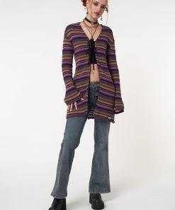 Minga London Most Wanted Luna Striped Tie Front Knit Cardigan