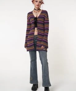 Minga London Most Wanted Luna Striped Tie Front Knit Cardigan