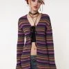 Minga London Most Wanted Luna Striped Tie Front Knit Cardigan