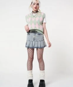 Minga London Milkshake Argyle Knitted Sweater Vest Clothing