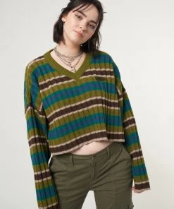 Minga London Moss Striped Knit Jumper