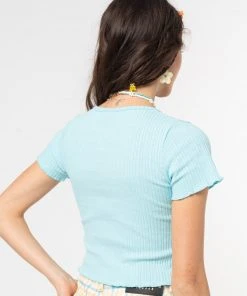 Minga London Clothing Blue Mist Ruffle Button-Down Top