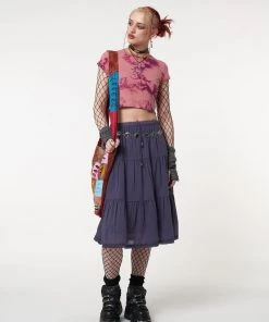 Minga London Purple Mist Ruffle Lace Midi Skirt Most Wanted