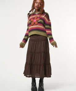 Minga London Retro Flower Striped Knit Jumper