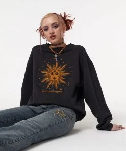 Minga London Solaris Black Embroidered Sweatshirt