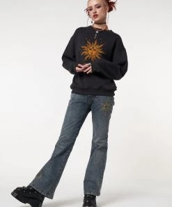 Minga London Solaris Black Embroidered Sweatshirt