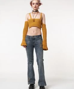 Minga London Most Wanted Stella Front Pocket Embroidered Flare Jeans