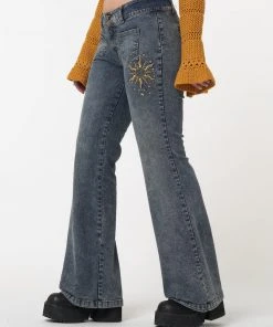 Minga London Most Wanted Stella Front Pocket Embroidered Flare Jeans