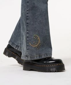 Minga London Most Wanted Stella Front Pocket Embroidered Flare Jeans