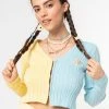 Minga London Clothing Two Tone Cropped Cardigan