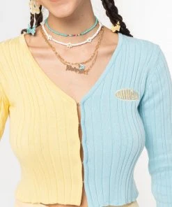 Minga London Clothing Two Tone Cropped Cardigan