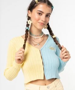 Minga London Clothing Two Tone Cropped Cardigan