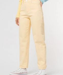 Minga London Vanilla Yellow Denim Mom Jeans Clothing