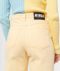 Minga London Vanilla Yellow Denim Mom Jeans Clothing