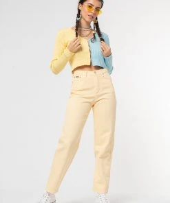 Minga London Vanilla Yellow Denim Mom Jeans Clothing