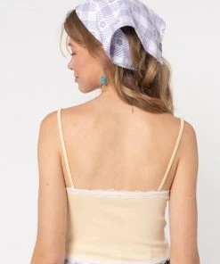 Minga London Vanilla Lace Trim Rib Cami Top Clothing