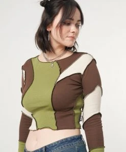 Minga London Clothing Wave Patchwork Crop Top