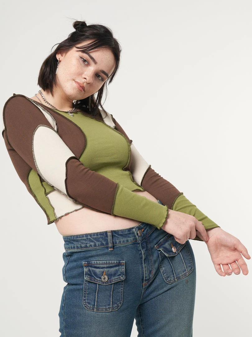 Minga London Clothing Wave Patchwork Crop Top