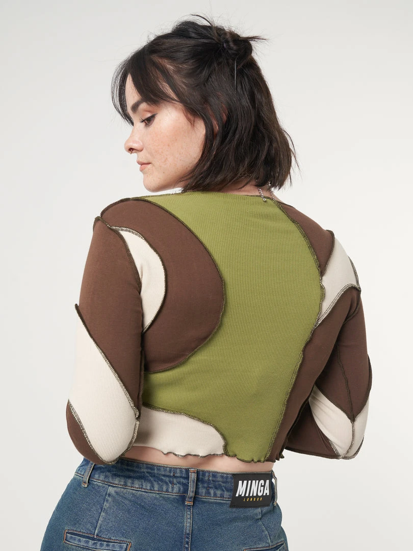 Minga London Clothing Wave Patchwork Crop Top