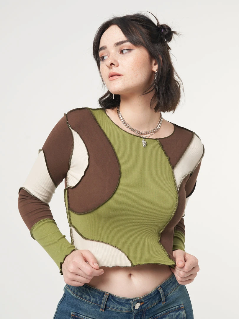 Minga London Clothing Wave Patchwork Crop Top