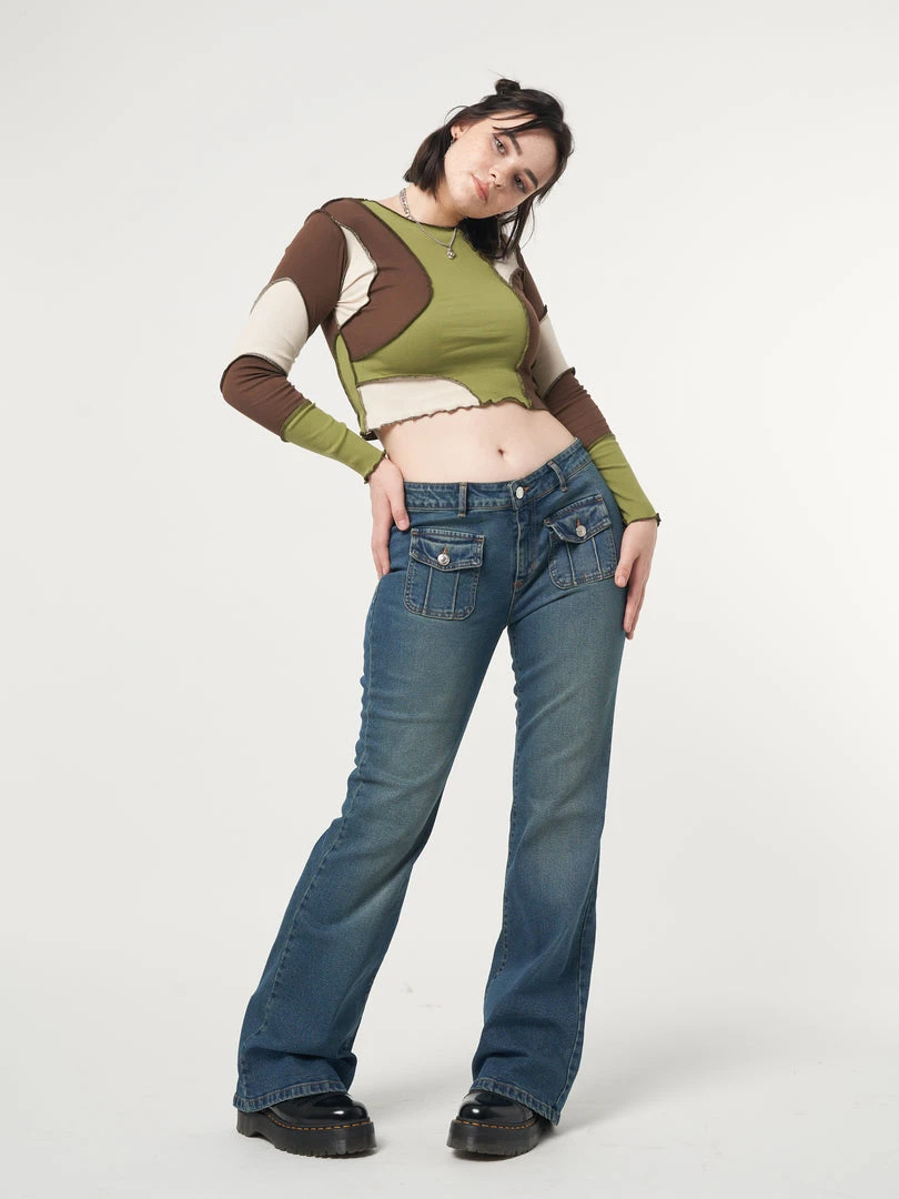 Minga London Clothing Wave Patchwork Crop Top