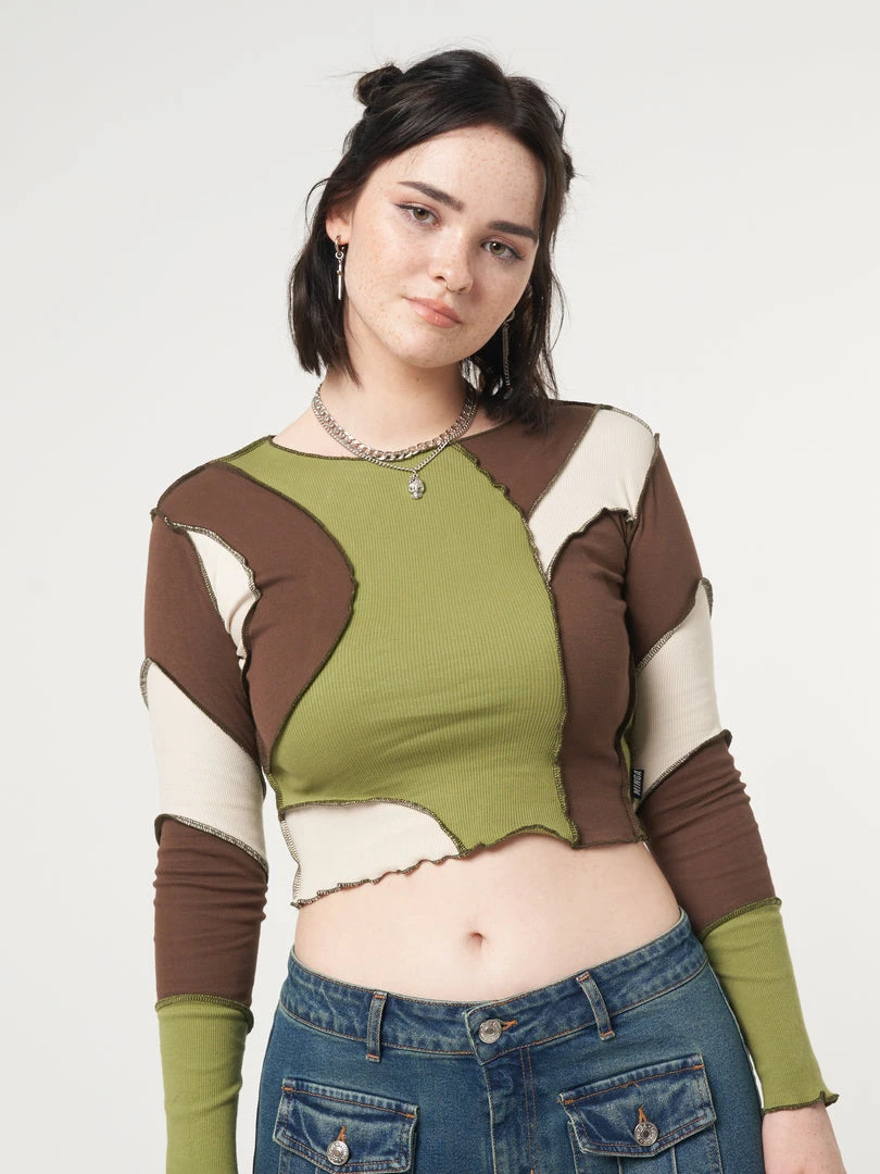 Minga London Clothing Wave Patchwork Crop Top