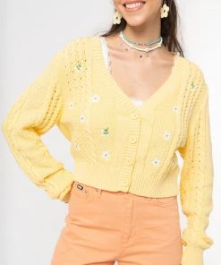 Minga London Flower Child Cable Knit Cardigan