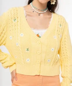Minga London Flower Child Cable Knit Cardigan