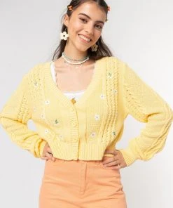 Minga London Flower Child Cable Knit Cardigan