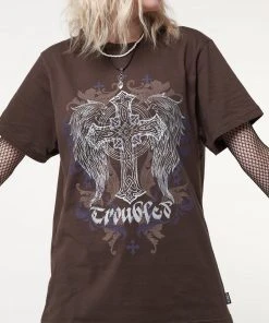 Minga London Winged Cross Brown T-shirt