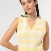 Minga London Clothing Yellow Check Knitted Sweater Vest
