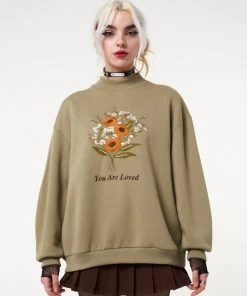 Minga London Clothing You Are Loved Flower Bouquet High Neck Sweater