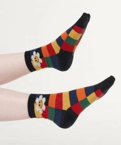 Minga London Minga X Strangervinyl Happy Flower Rainbow Check Socks Clothing