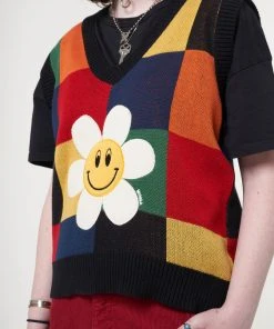 Minga London Minga X Strangervinyl Happy Flower Rainbow Check Vest