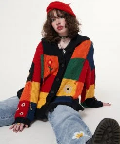 Minga London Minga X Strangervinyl Rainbow Patchwork Cardigan