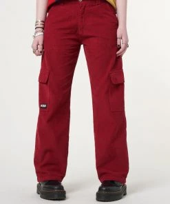 Minga London Minga X Strangervinyl Red Corduroy Cargo Pants Clothing