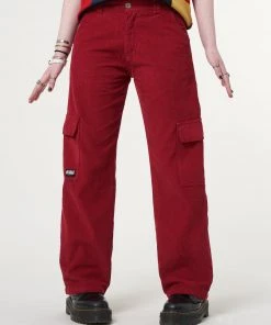 Minga London Minga X Strangervinyl Red Corduroy Cargo Pants Clothing
